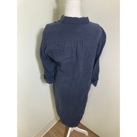 Hartford Navy Linen Long Sleeve Maxi button Up Dress Sz 0 - Picture 2 of 3